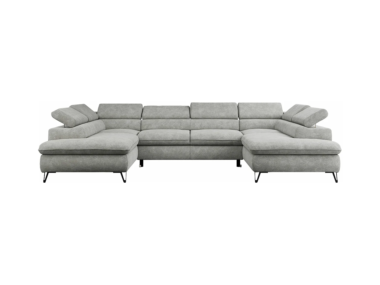 Ecksofa PEDRO U - XXL U-förmige Ecke, schlaffunktion und Bettkästen - Hellgrau Stukture