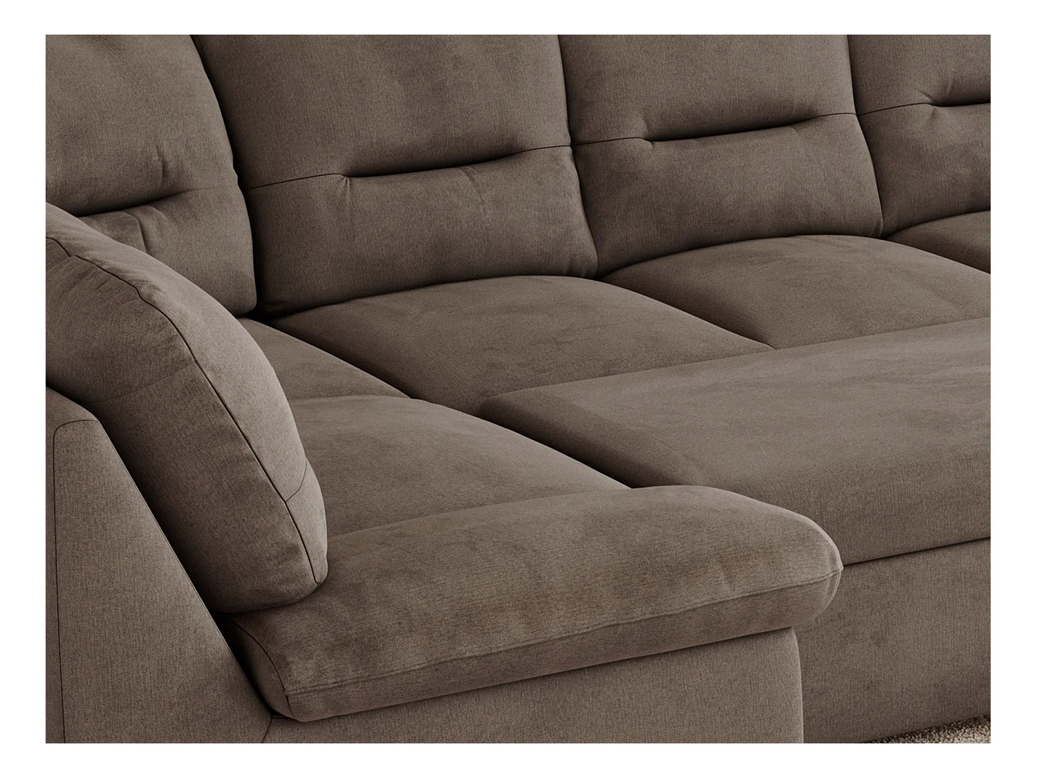 Ecksofa COMODO U, Große Wohnlandschaft, mit Schlaffunktion - Braun Velvet