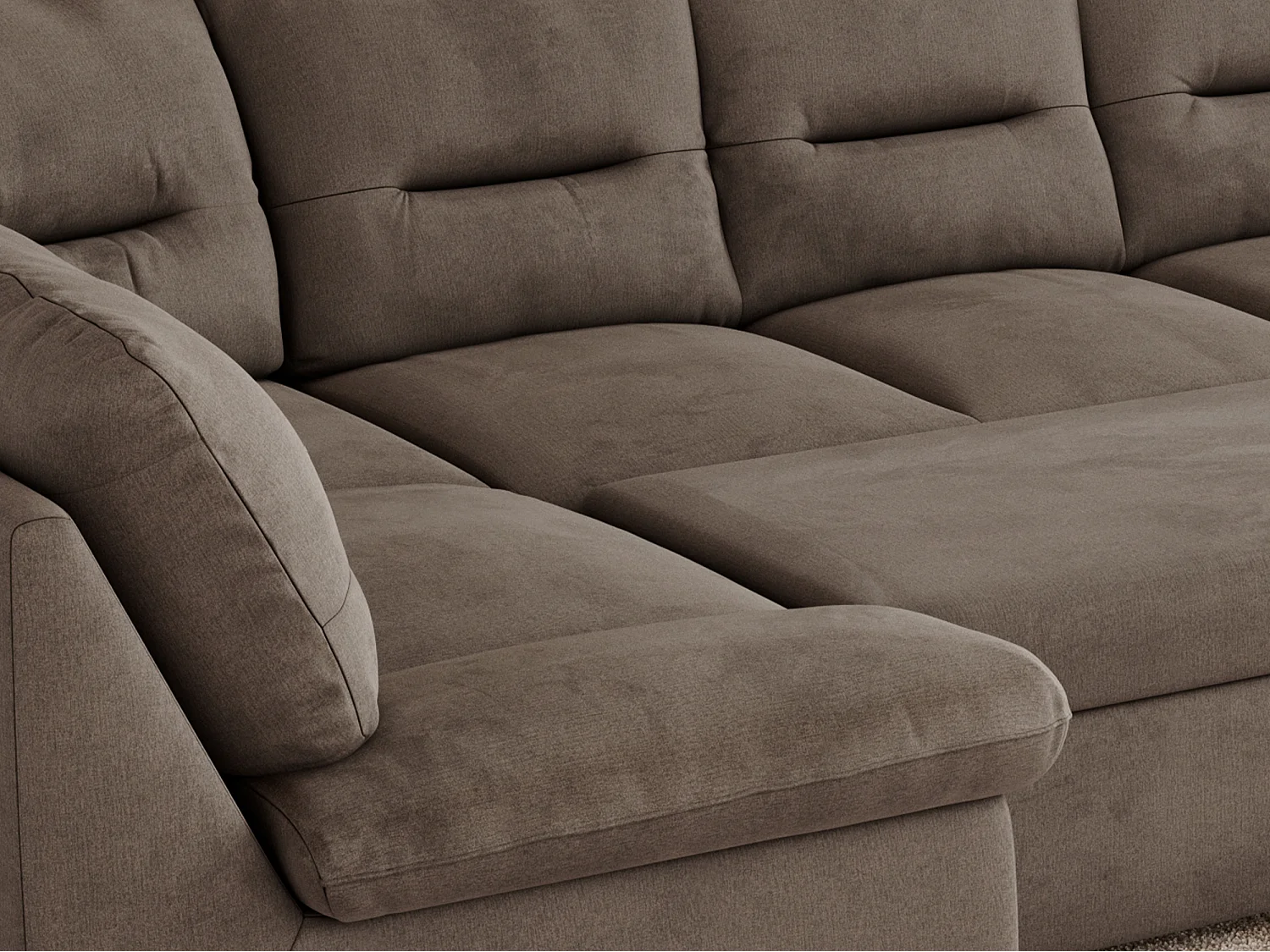 Ecksofa COMODO U, Große Wohnlandschaft, mit Schlaffunktion - Braun Velvet