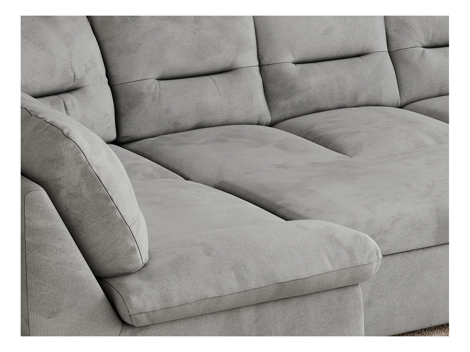 Ecksofa COMODO U, Große Wohnlandschaft, mit Schlaffunktion - Hellgrau Velvet