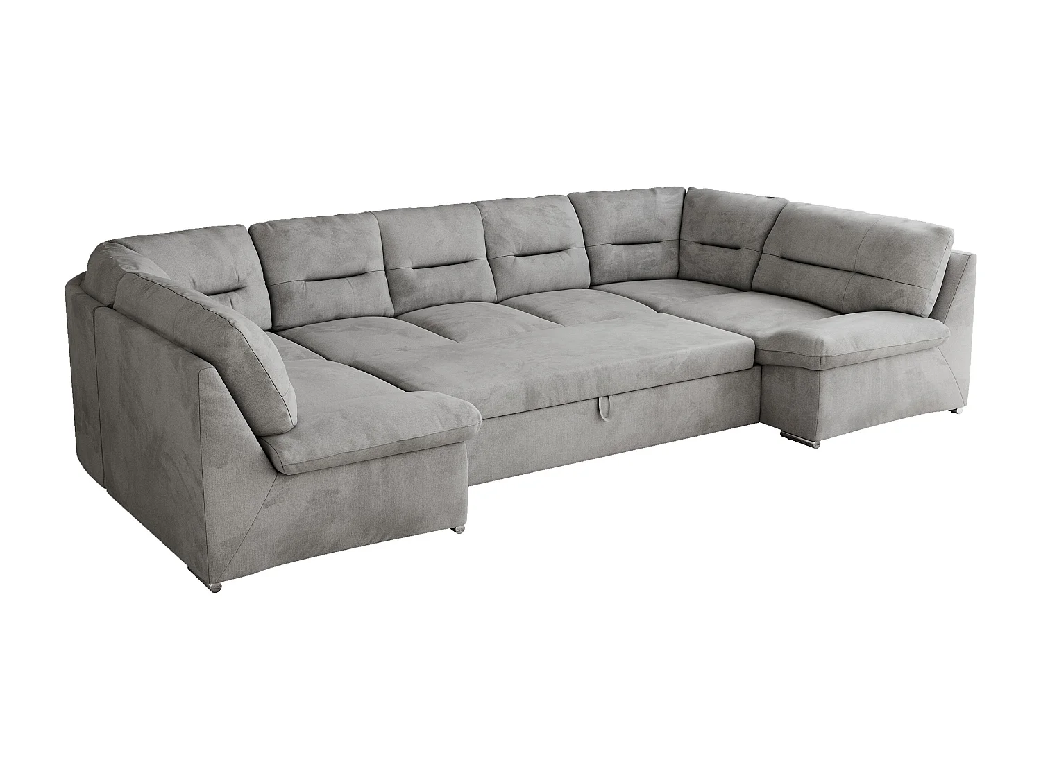 Ecksofa COMODO U, Große Wohnlandschaft, mit Schlaffunktion - Hellgrau Velvet