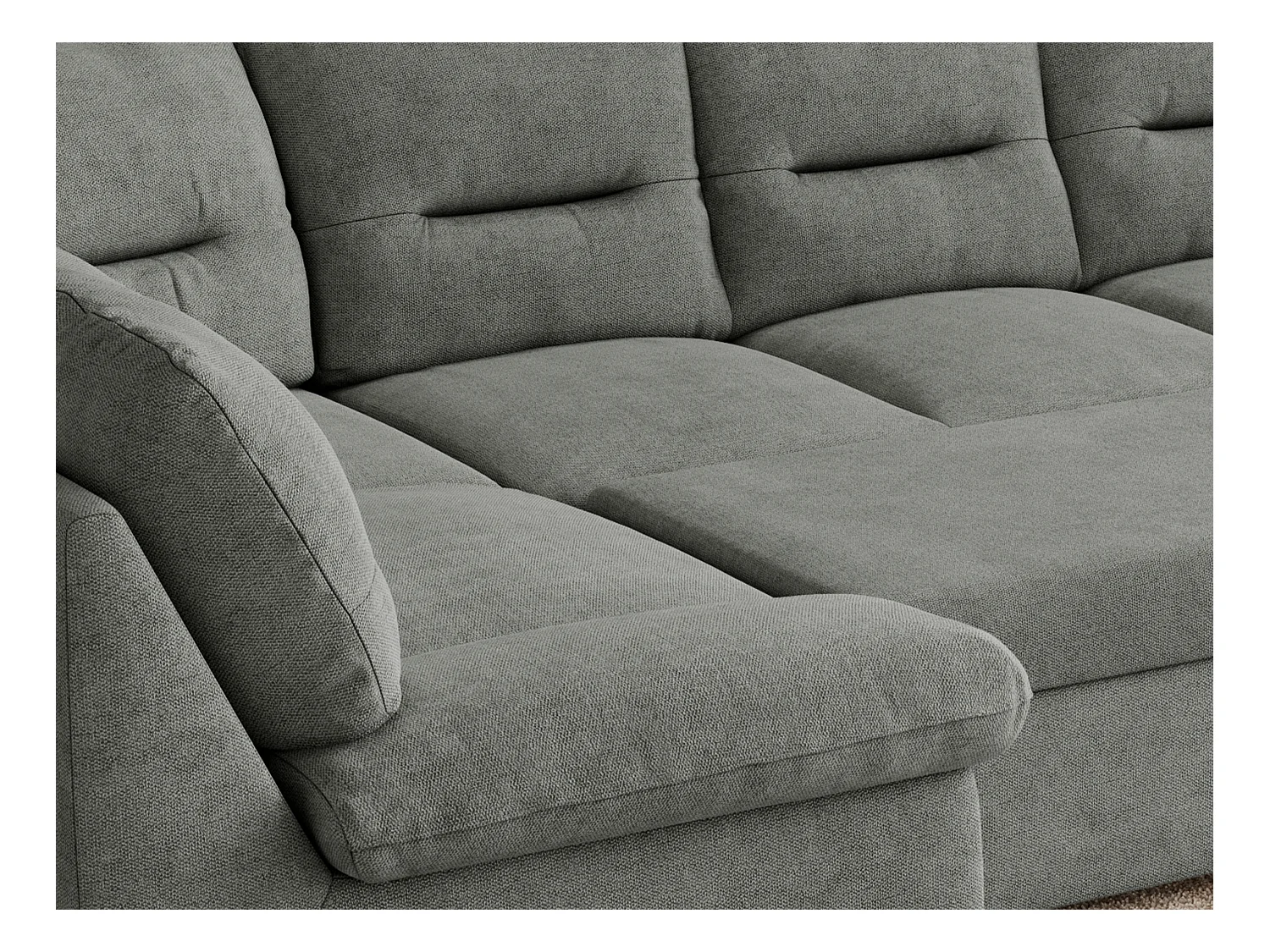 Ecksofa COMODO U, Große Wohnlandschaft, mit Schlaffunktion - Grau Stukture