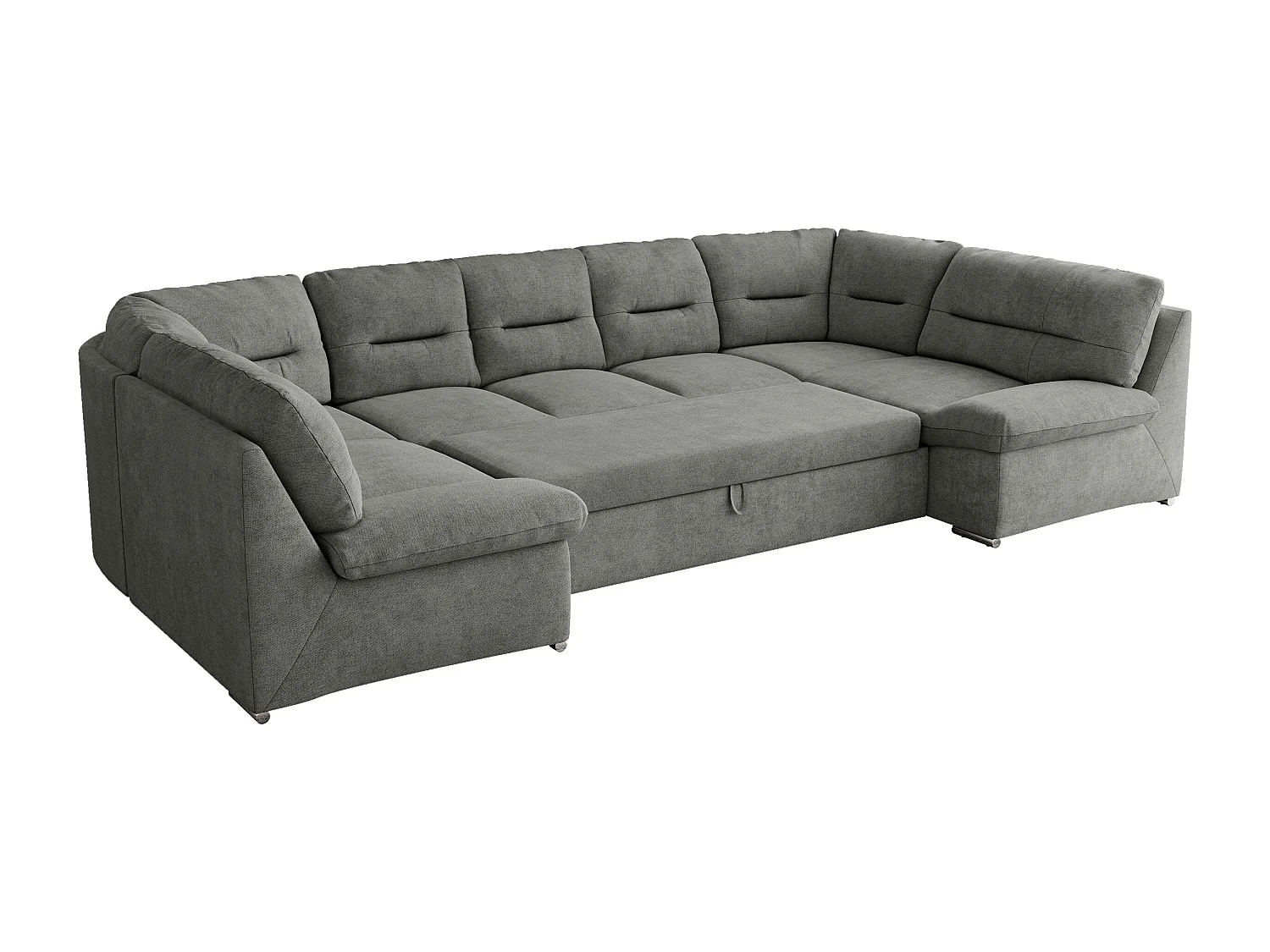 Ecksofa COMODO U, Große Wohnlandschaft, mit Schlaffunktion - Grau Stukture