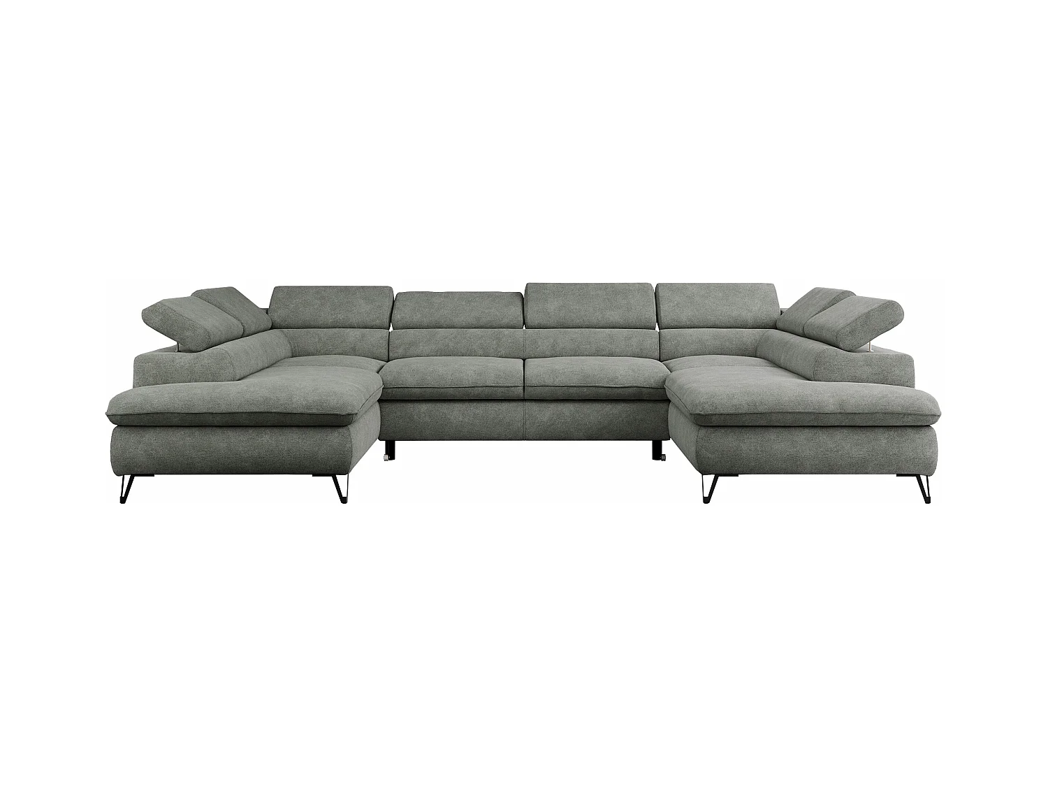 Ecksofa PEDRO U - XXL U-förmige Ecke, schlaffunktion und Bettkästen - Grau Stukture