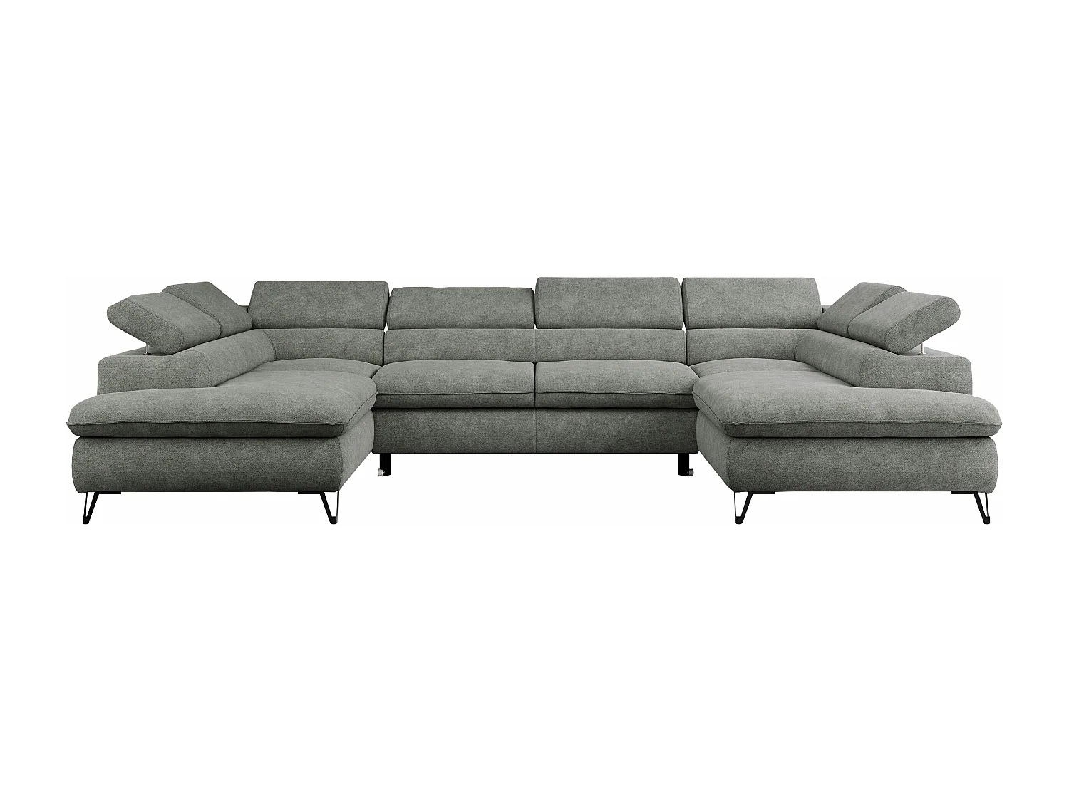 Ecksofa PEDRO U - XXL U-förmige Ecke, schlaffunktion und Bettkästen - Grau Stukture