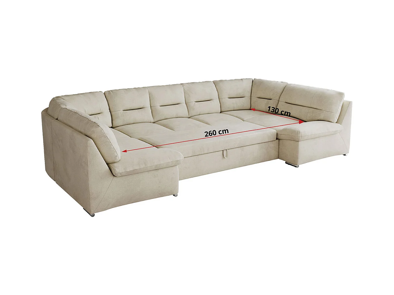 Ecksofa COMODO U, Große Wohnlandschaft, mit Schlaffunktion - Beige Velvet
