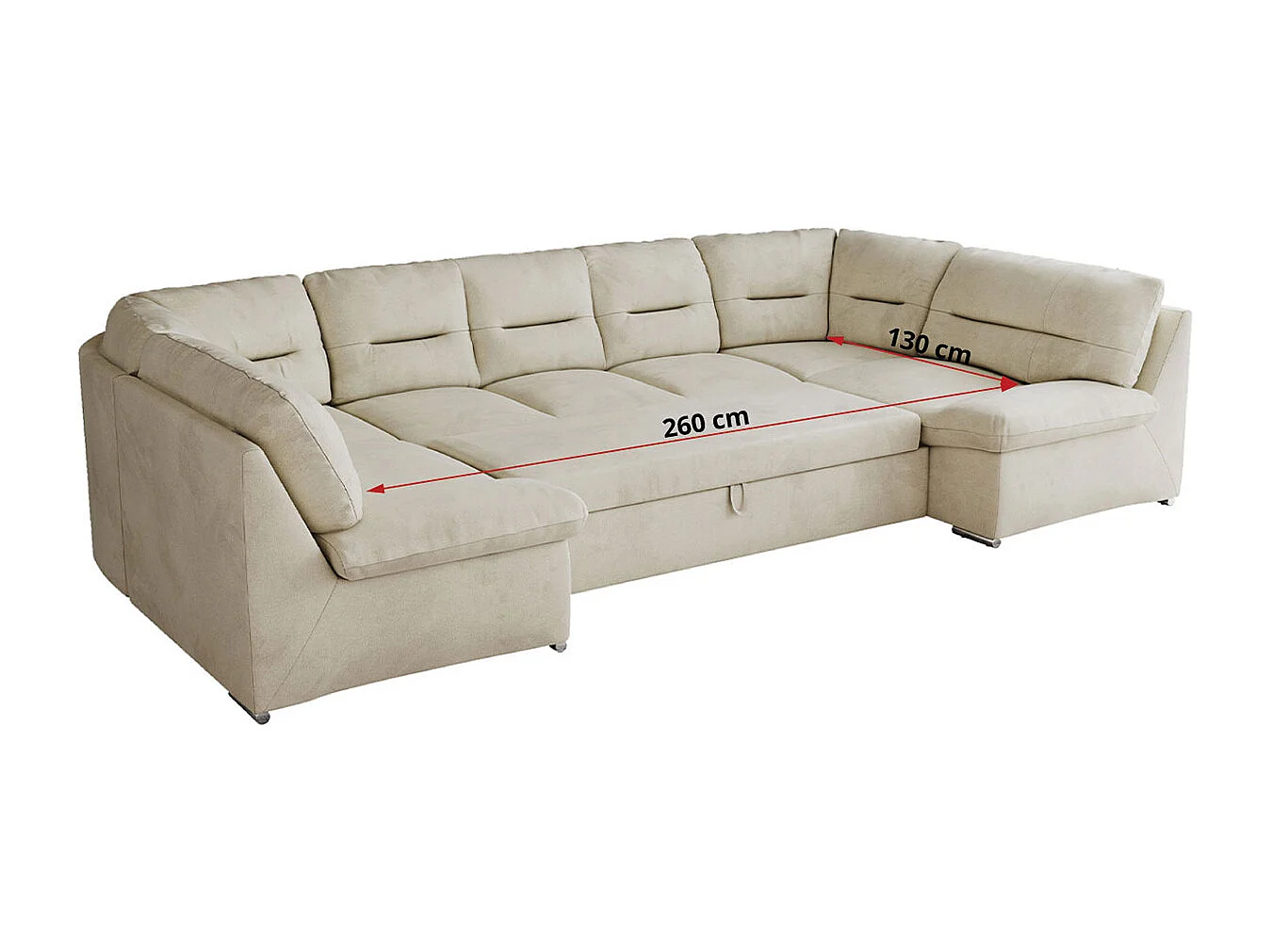 Ecksofa COMODO U, Große Wohnlandschaft, mit Schlaffunktion - Beige Velvet