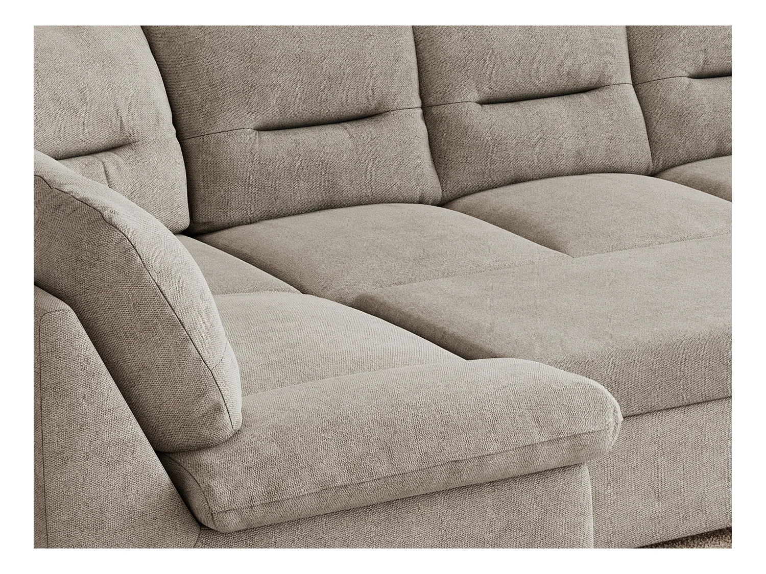 Ecksofa COMODO U, Große Wohnlandschaft, mit Schlaffunktion - Beige Stukture