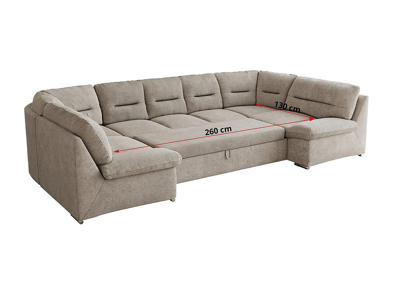 Ecksofa COMODO U, Große Wohnlandschaft, mit Schlaffunktion - Beige Stukture