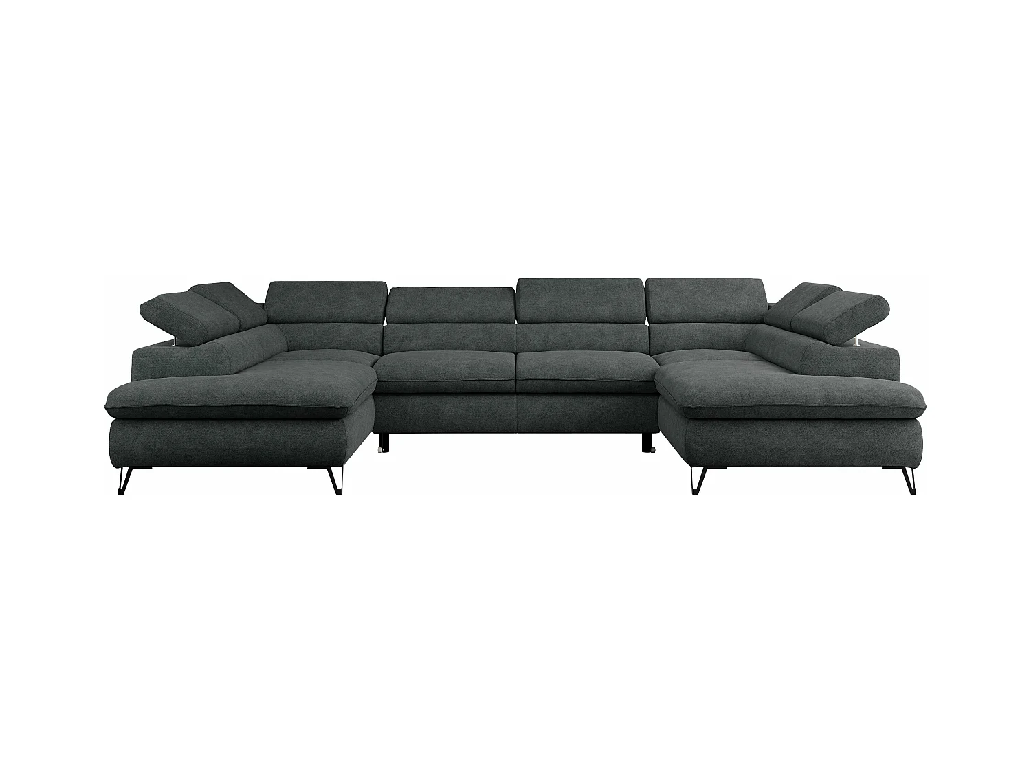 Ecksofa PEDRO U - XXL U-förmige Ecke, schlaffunktion und Bettkästen - Dunkelgrau Stukture