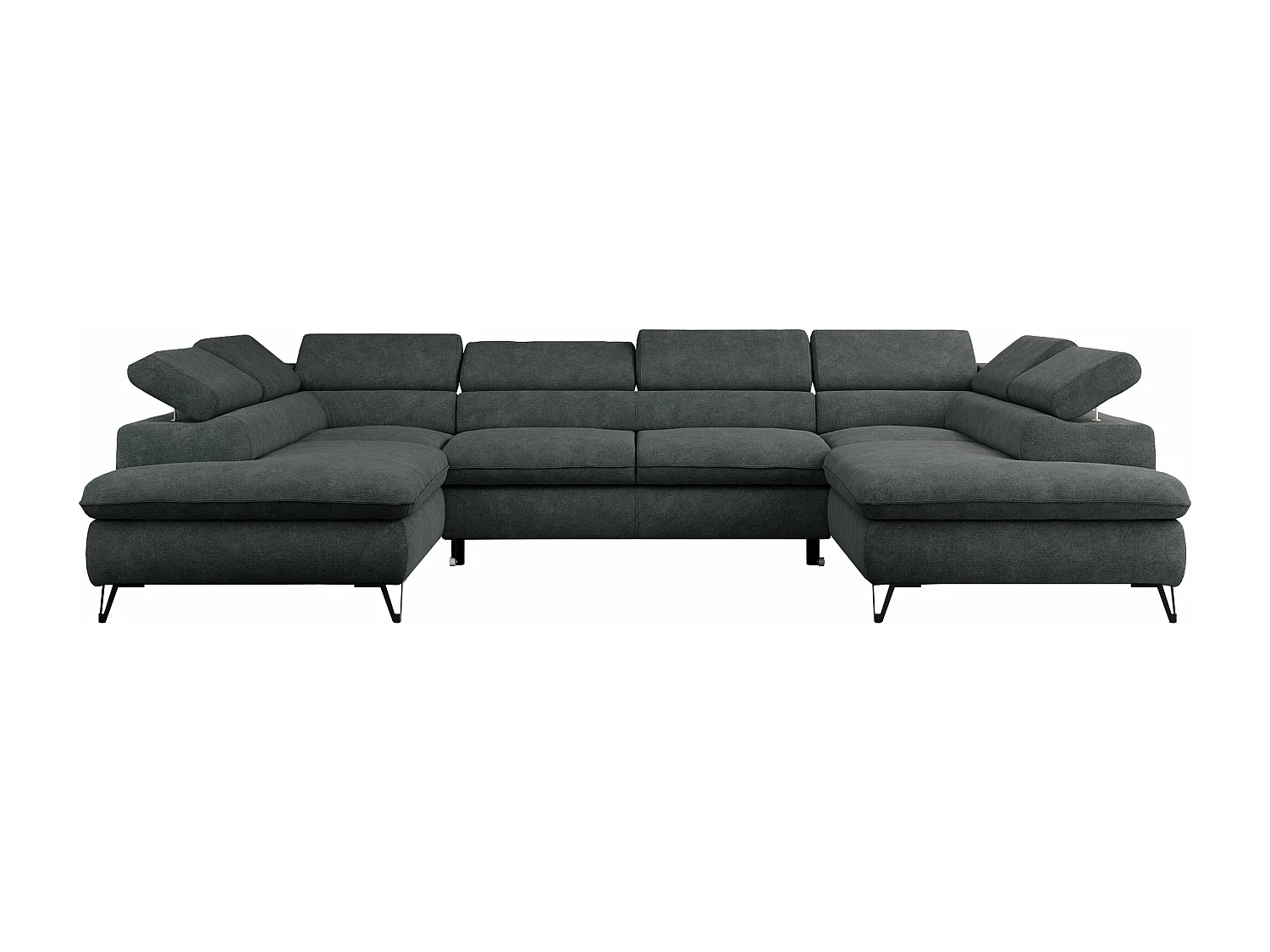 Ecksofa PEDRO U - XXL U-förmige Ecke, schlaffunktion und Bettkästen - Dunkelgrau Stukture