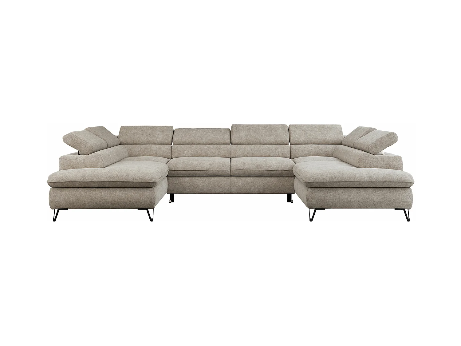 Ecksofa PEDRO U - XXL U-förmige Ecke, schlaffunktion und Bettkästen - Beige Stukture