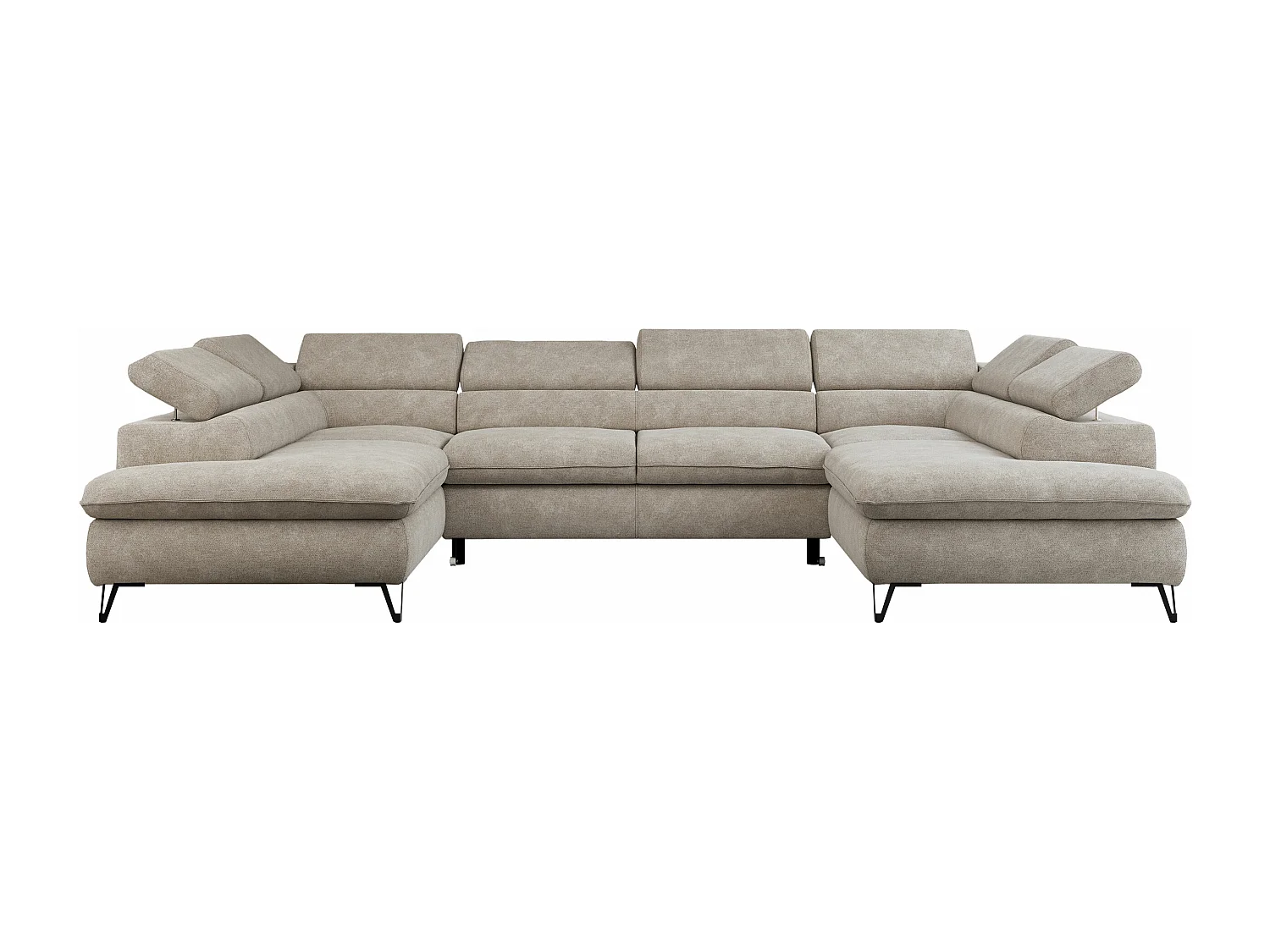 Ecksofa PEDRO U - XXL U-förmige Ecke, schlaffunktion und Bettkästen - Beige Stukture