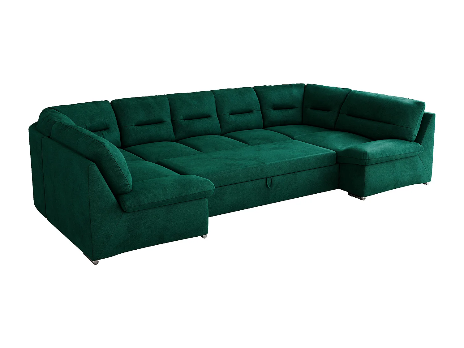 Ecksofa COMODO U, Große Wohnlandschaft, mit Schlaffunktion - Dunkelgrün Velvet