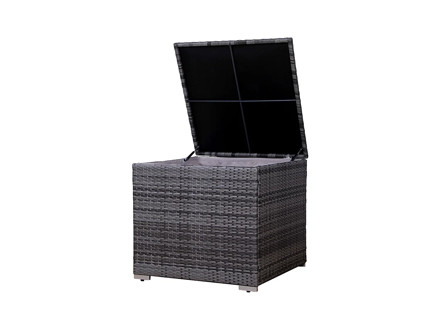 Coffre à coussins SVITA en polyrotin, boîte de jardin extensible LUGANO CALIFORNIA gris