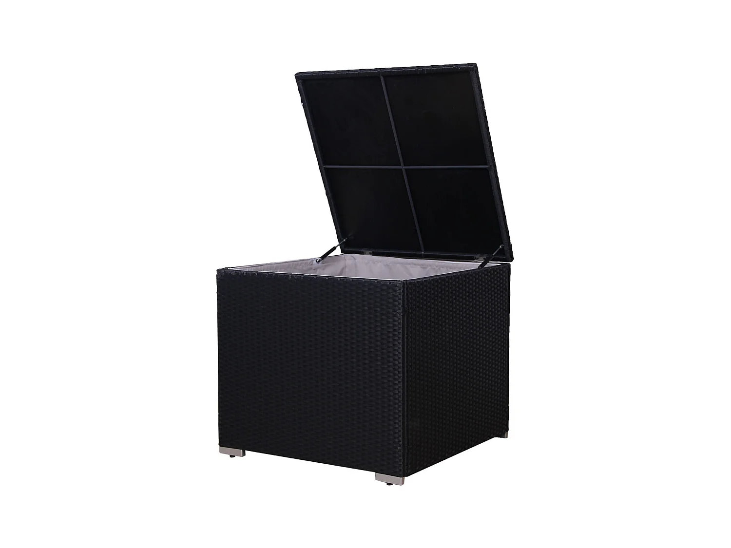 Coffre à coussins SVITA en polyrotin, boîte d'extension de jardin LUGANO CALIFORNIA noir