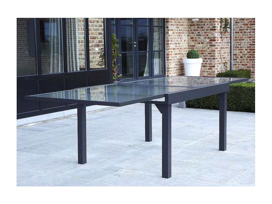 Ensemble MODULO 6/10p en aluminium et 10 fauteuils en aluminium et textilène