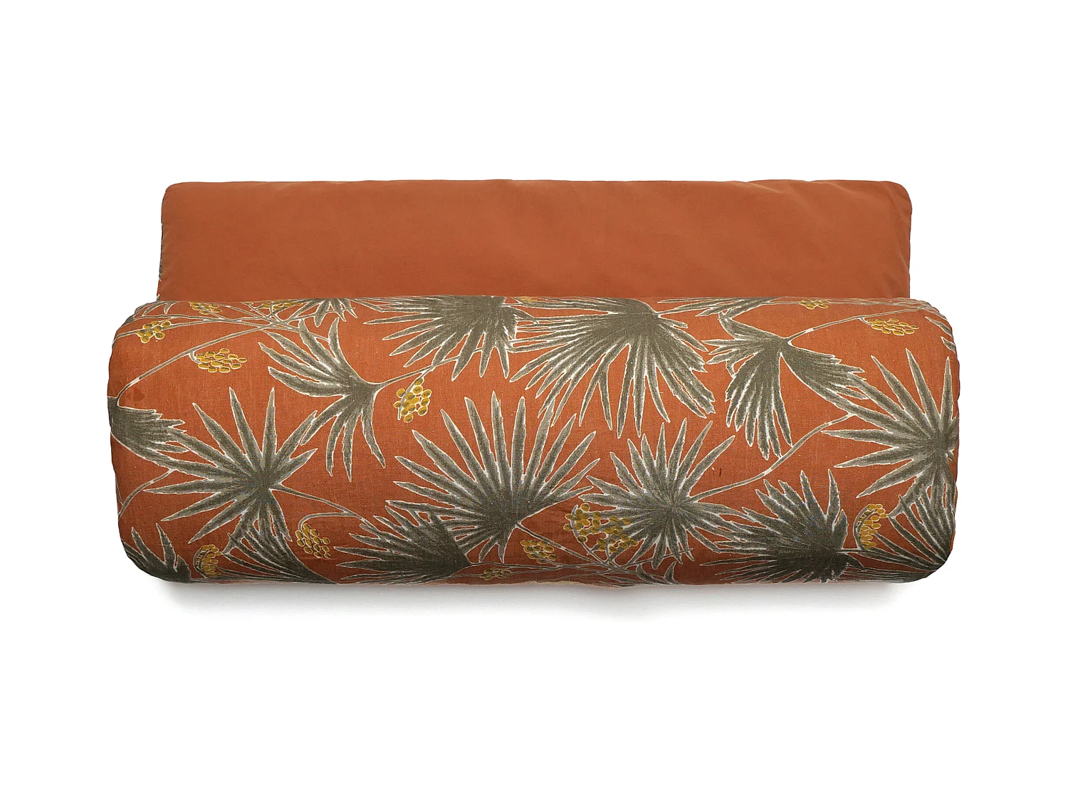 Housse d'édredon 80x200 cm lin lavé motif végétal PALAWAN Terracotta