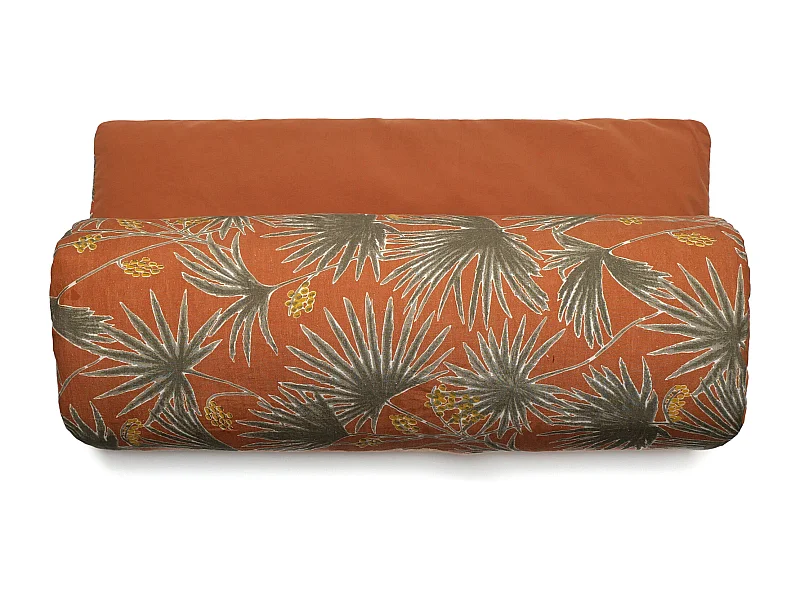 Housse d'édredon 80x200 cm lin lavé motif végétal PALAWAN Terracotta