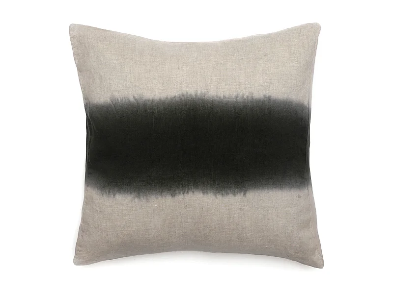 Housse de coussin DEEPALI DECO 45x45 cm lin et coton lavé noir Café