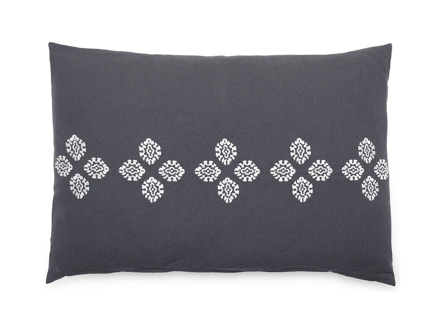 Housse de coussin pur coton teint lavé 40x60 cm BANDANAS noir caviar