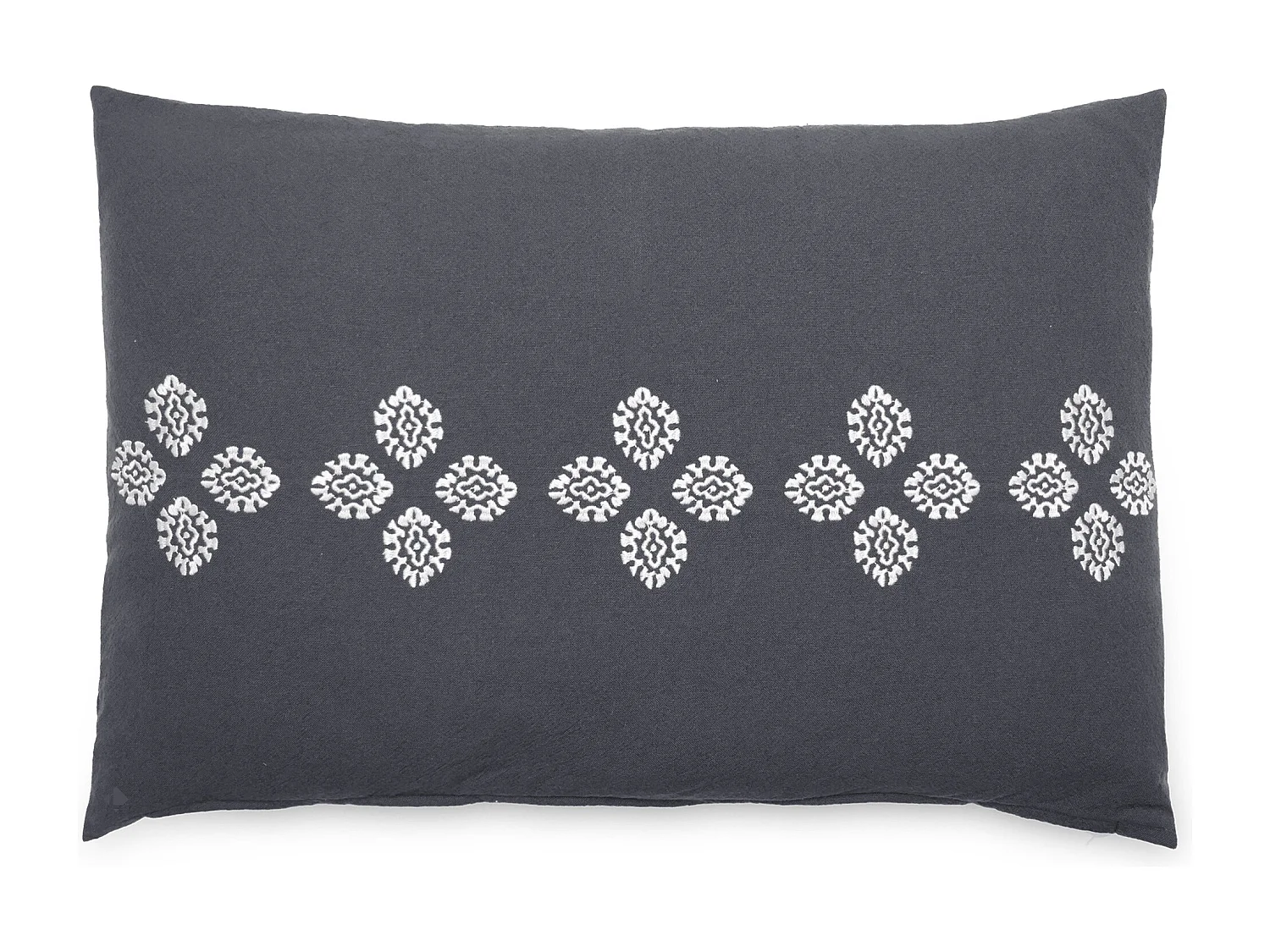 Housse de coussin pur coton teint lavé 40x60 cm BANDANAS noir caviar