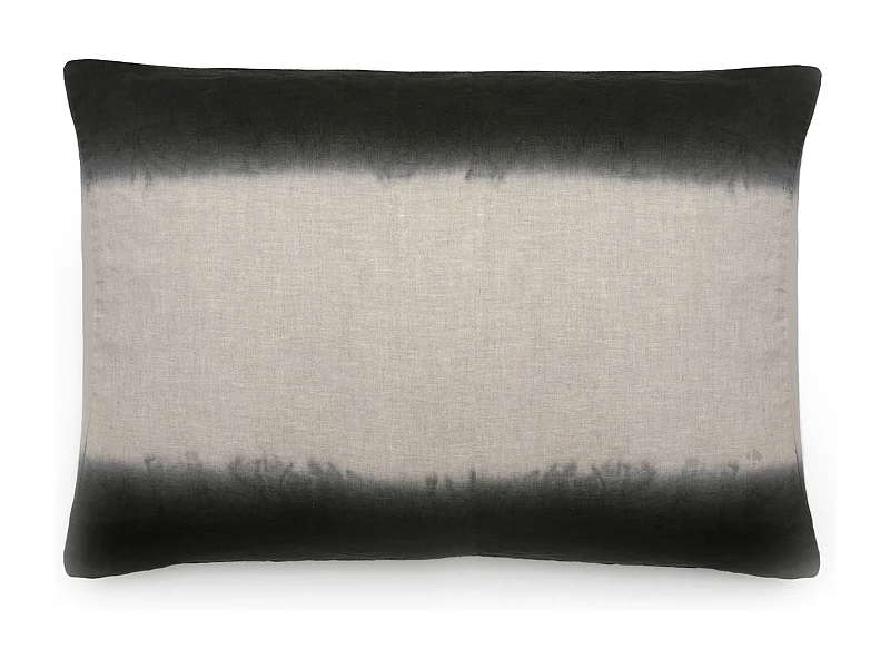 Housse de coussin DEEPALI DECO 55x80 cm lin et coton lavé noir Café