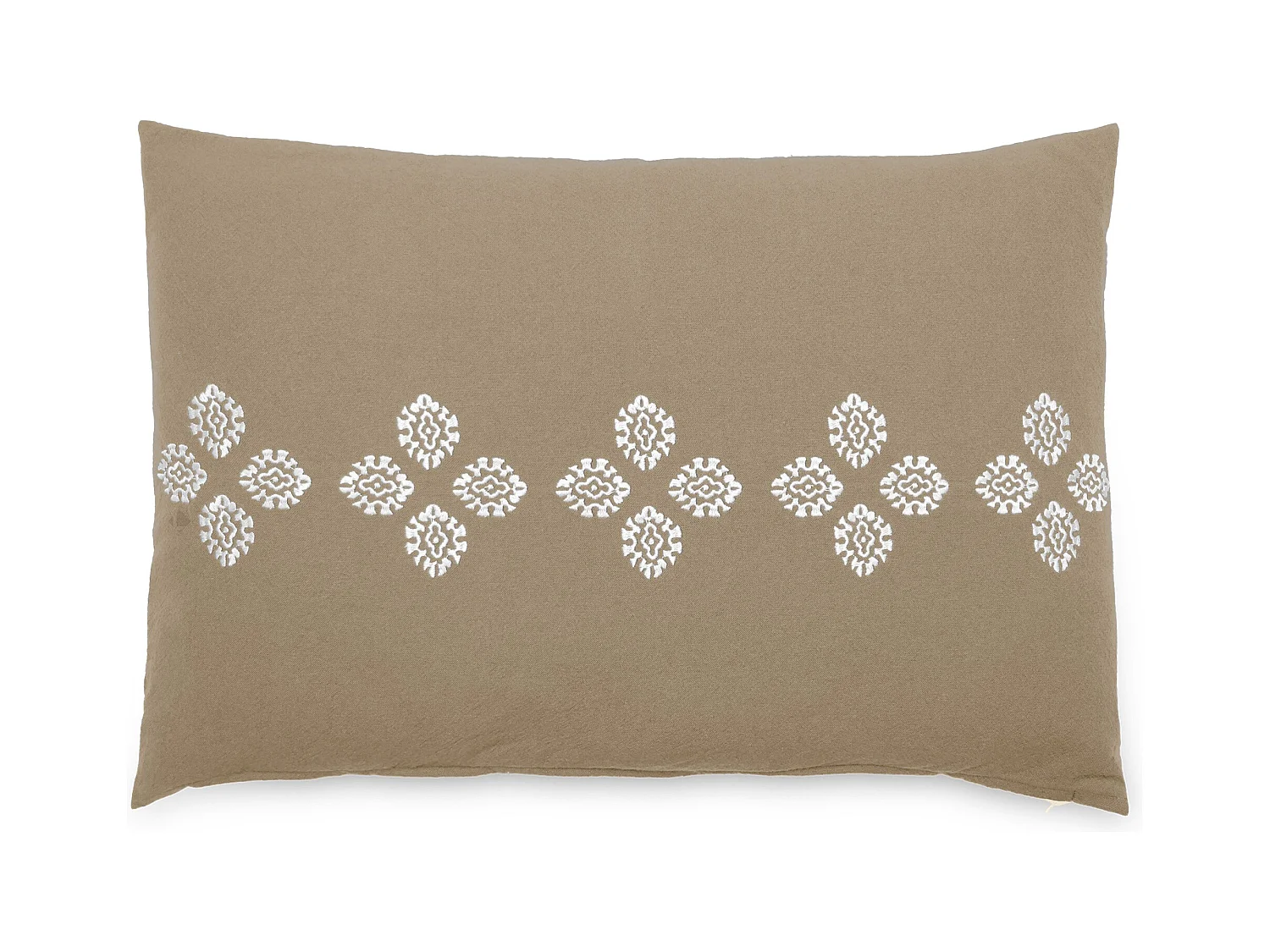 Housse de coussin pur coton teint lavé 40x60 cm BANDANAS marron camel