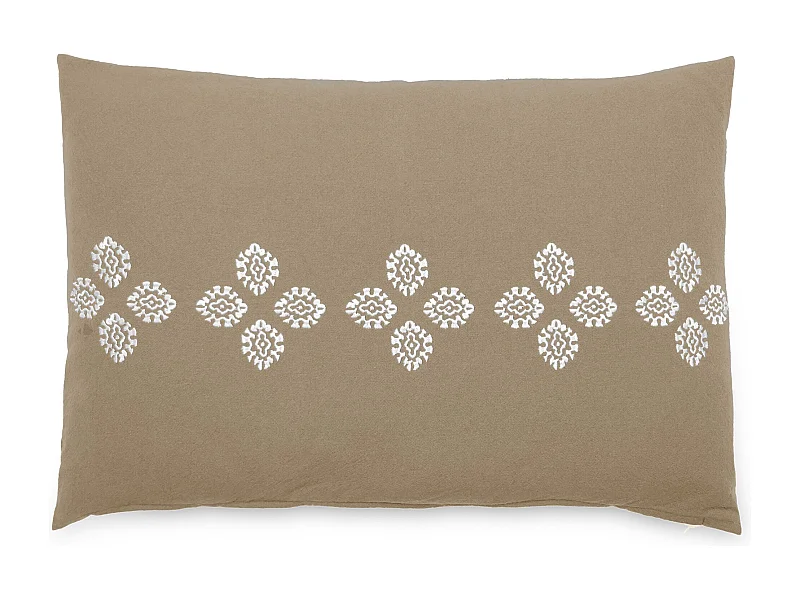 Housse de coussin pur coton teint lavé 40x60 cm BANDANAS marron camel