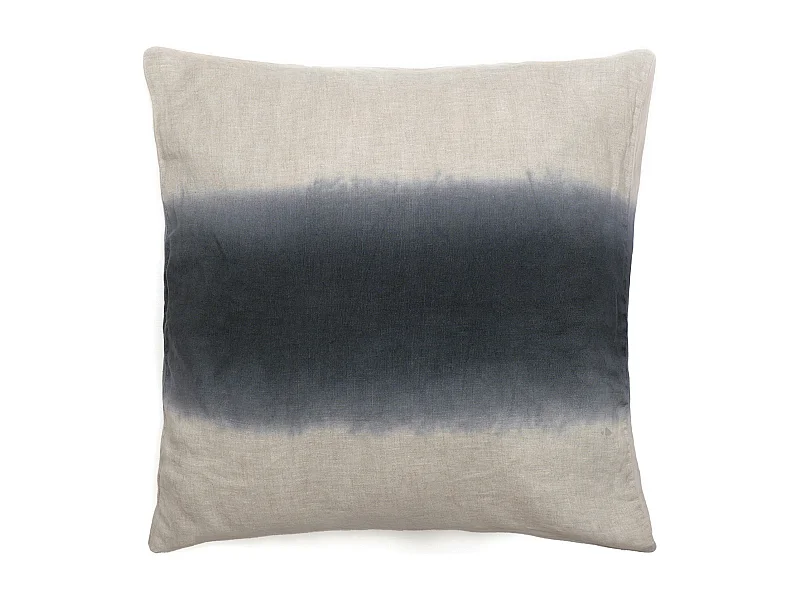 Housse de coussin DEEPALI DECO 45x45 cm lin et coton lavé bleu Granit
