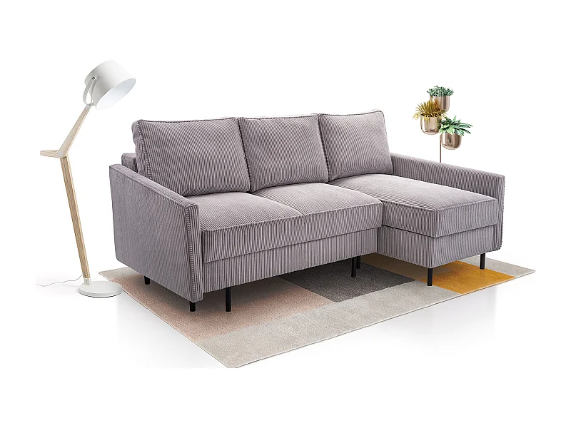 Ecksofa, ROBIN LINCOLN, Freistehend, Mit Schlaffunktion, Bettkasten Und Hochwertigem LINCOLN Stoff, Maße: 220x137x110 cm, RECHTS