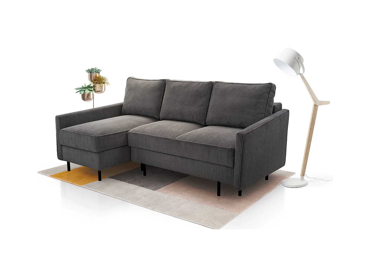 Ecksofa, ROBIN LINCOLN, Freistehend, Mit Schlaffunktion, Bettkasten Und Hochwertigem LINCOLN Stoff, Maße: 220x137x110 cm, LINKS