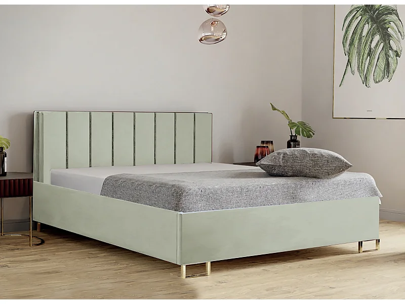 Moderne Eckcouch CORBLACK, freistehend, mit Wellenfedern & Rückenkissen, Metallbeine, Wohnlandschaft, 103x373x224 cm, Grün