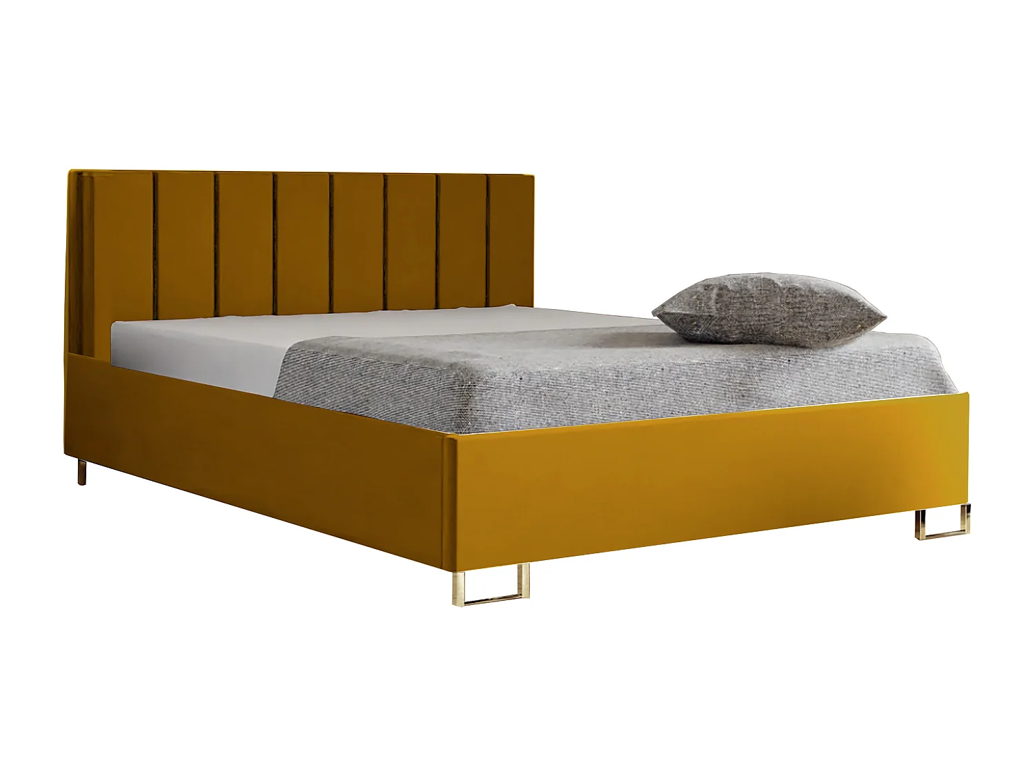 Polsterbed MALIBU, gestoffeerde rugleuning, MONOLITH-stof, opbergbox met gasdrukveer, comfortabele bedhoogte 39 cm, 120x200 cm, Oranje