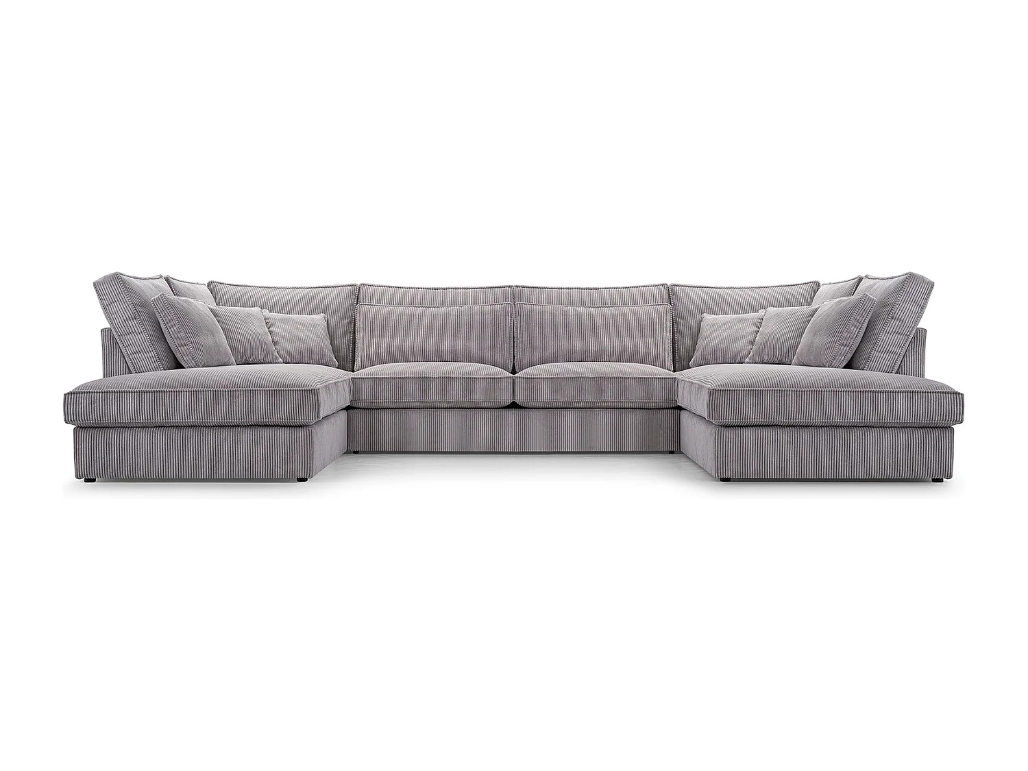 Polsterecke U, Hochwertiges Und Großes Ecksofa Für Das Wohnzimmer, Robuster Holzrahmen, Inklusive Rückenkissen, Freistehend, 407x228x93cm Grau