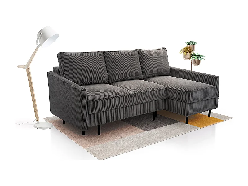 Ecksofa, ROBIN LINCOLN, Freistehend, Mit Schlaffunktion, Bettkasten Und Hochwertigem LINCOLN Stoff, Maße: 220x137x110 cm, RECHTS