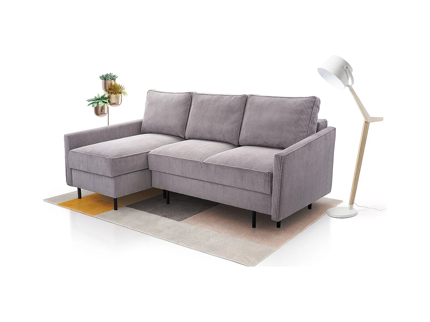 Ecksofa, ROBIN LINCOLN, Freistehend, Mit Schlaffunktion, Bettkasten Und Hochwertigem LINCOLN Stoff, Maße: 220x137x110 cm, LINKS