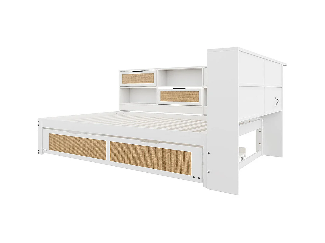 Canapé-lit 140x200 avec lit gigogne lit simple lit enfant , Blanc