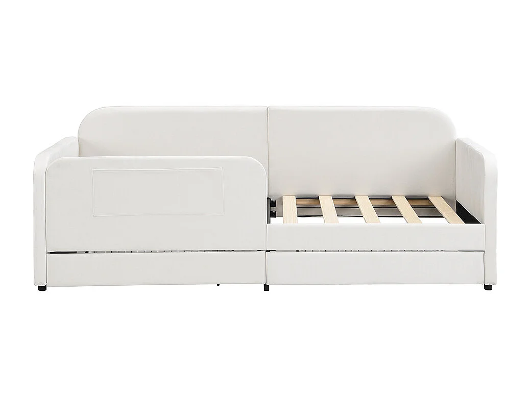 Dagbed 90x200cm,Slaapbank,Gestoffeerd bed met 2 laden,Kinderbed,Wit