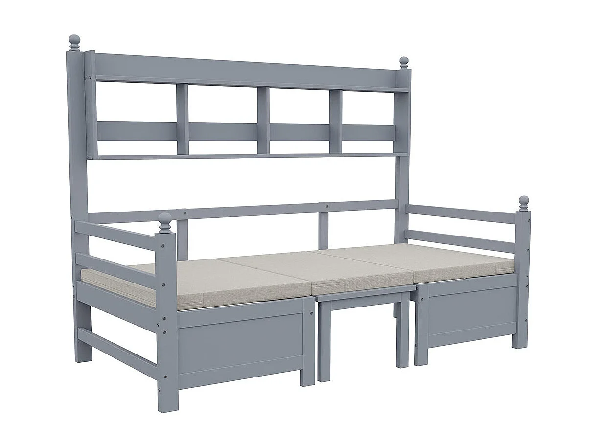 Slaapbank 200x90 cm,2-in-1 bed en bureau,eenpersoons houten bed,grijs