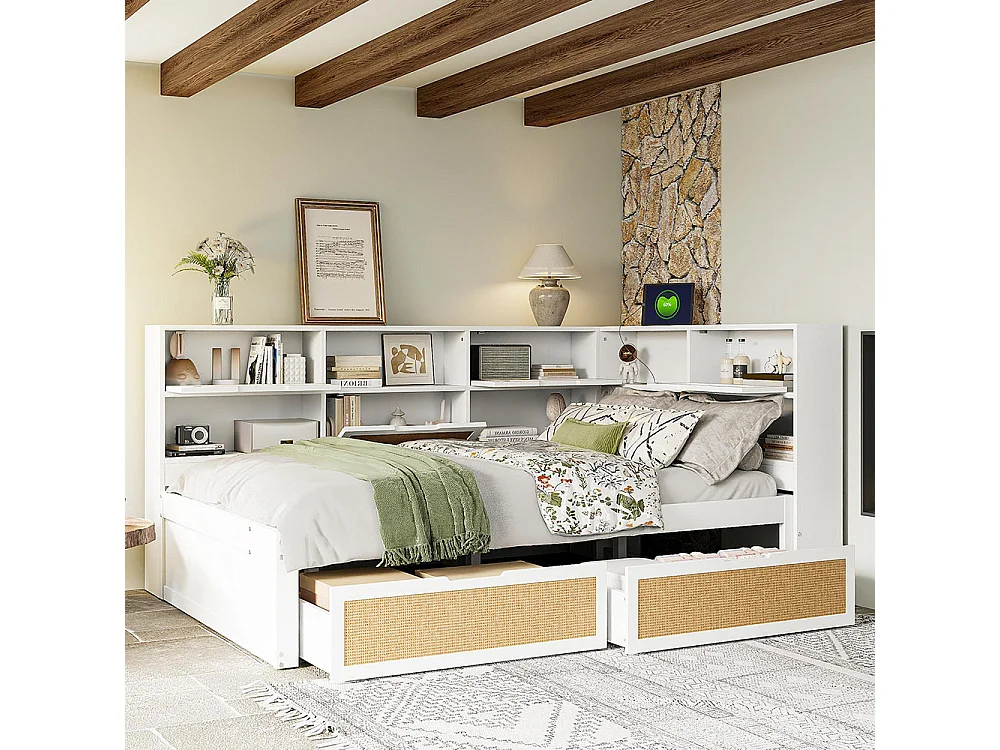 Canapé-lit 140x200 avec tiroir lit simple lit enfant,lit gigogne, Blanc