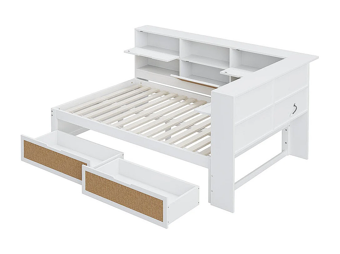 Canapé-lit 140x200 avec tiroir lit simple lit enfant,lit gigogne, Blanc