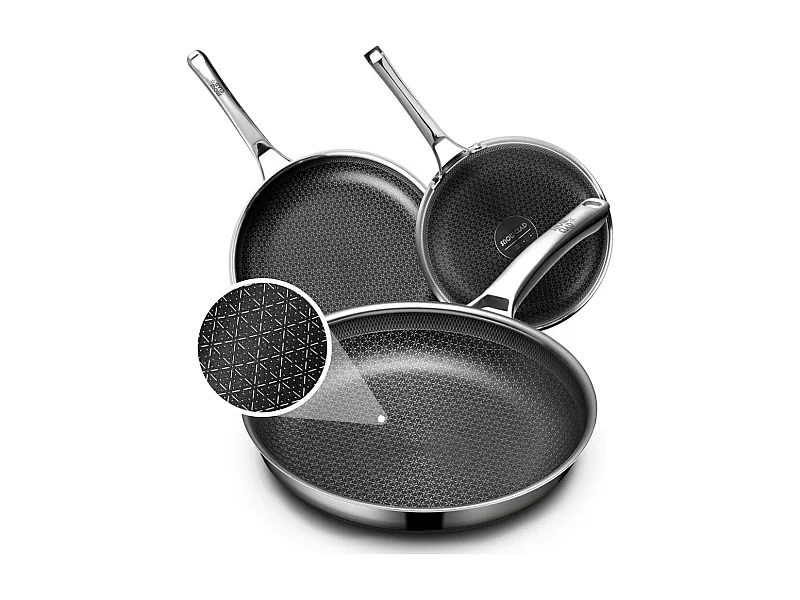 Koekenpan, 20&24&28CM honingraatpan met antiaanbaklaag, 3-delige pannenset