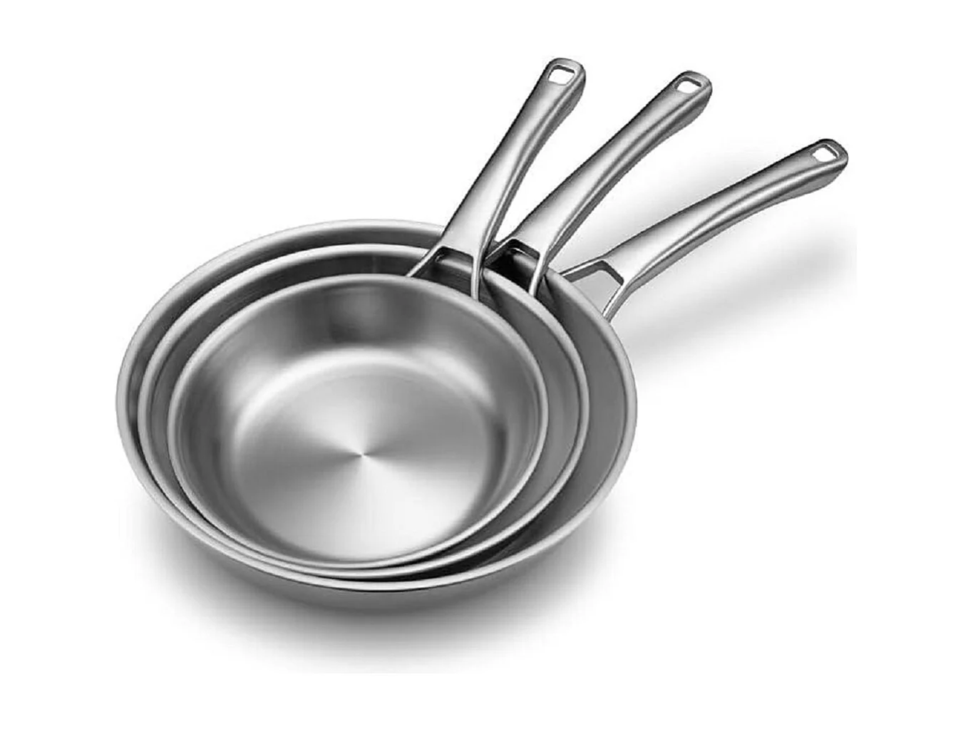 Roestvrijstalen pan, 20&24&28CM, roestvrijstalen pan ongecoat, pannenset 3-delig