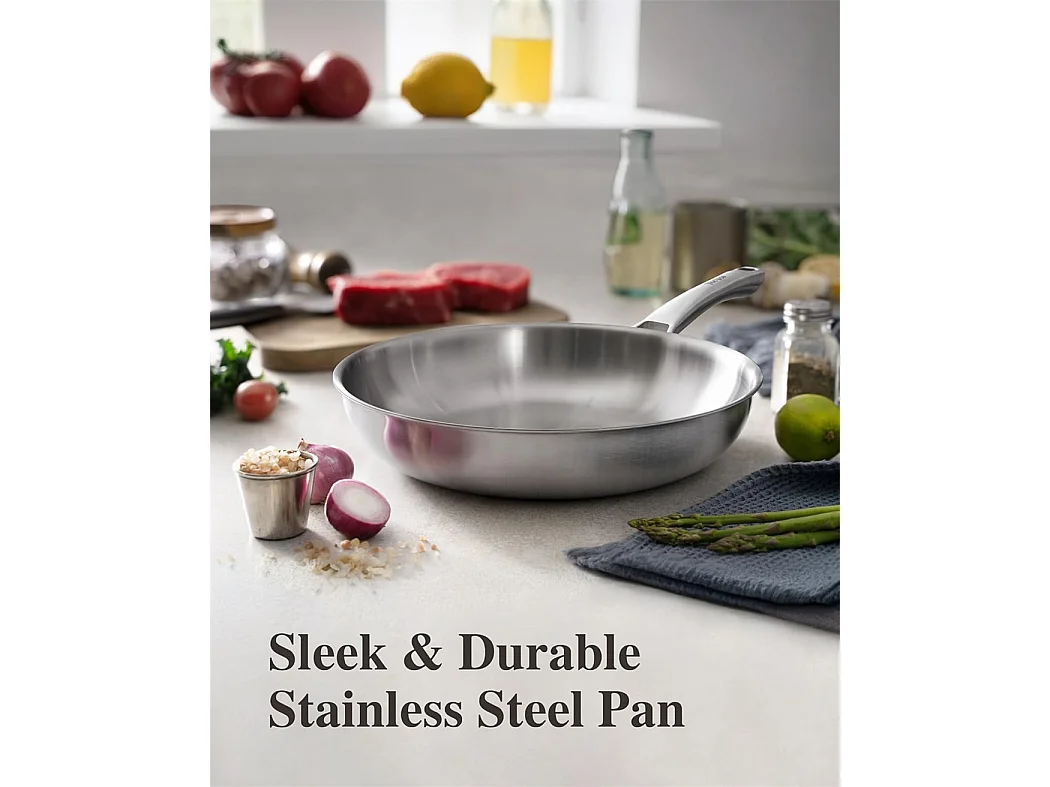 Roestvrijstalen pan, 20&24&28CM, roestvrijstalen pan ongecoat, pannenset 3-delig