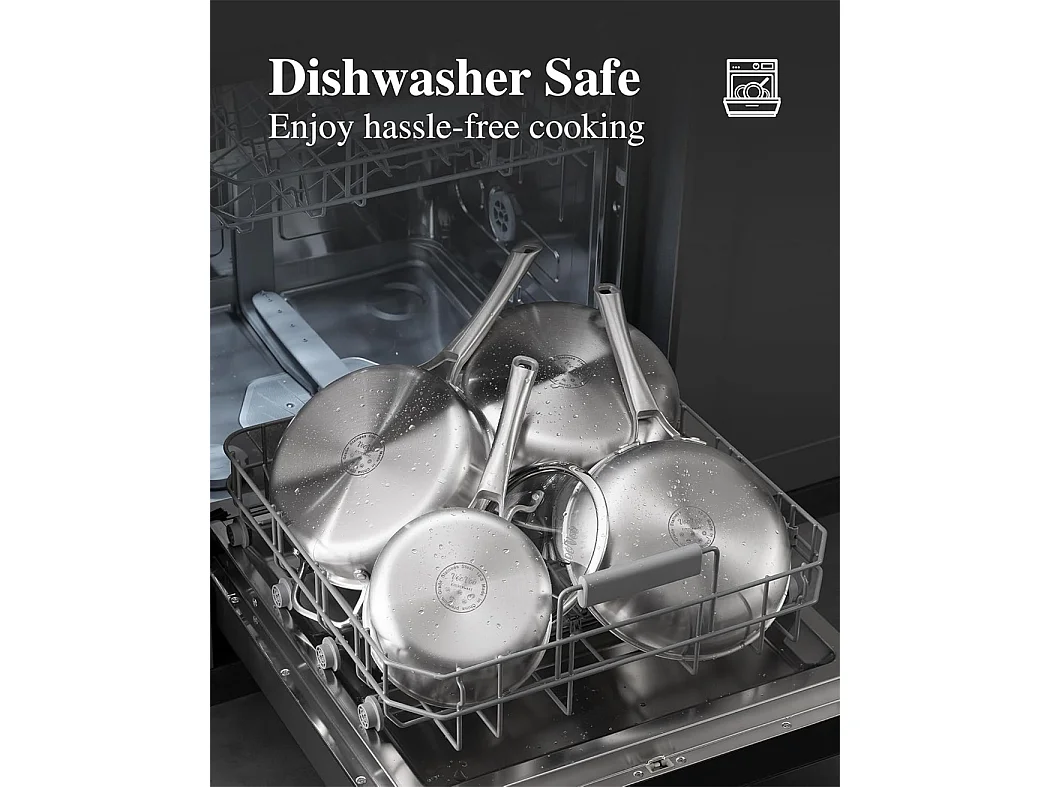 Poêle en acier inoxydable, 28 CM avec couvercle, Poêle en acier inoxydable sans revêtement