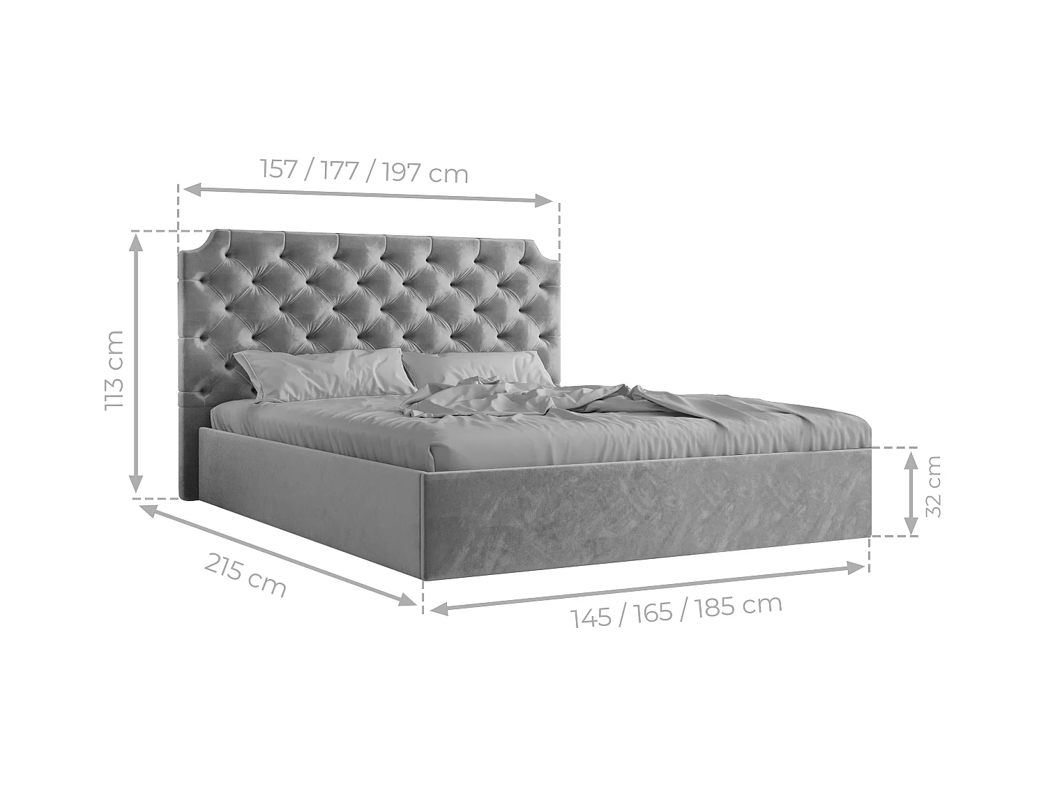 AX LIVING Tybilla 140x200 Bett mit Bettkasten in Schwarz