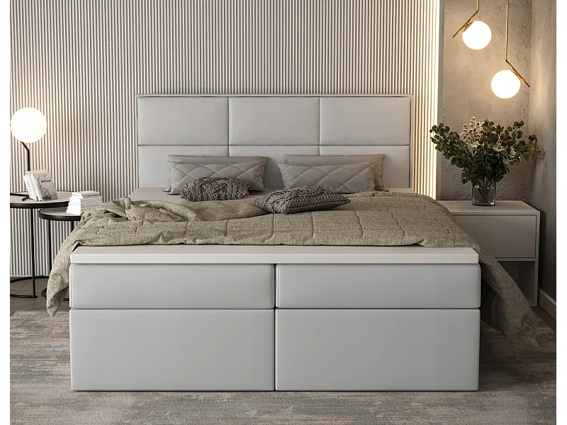 AX LIVING Gallese 180 x 200 Boxspringbett crème Kunstleder Bettkasten