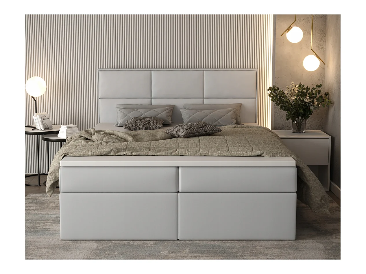 AX LIVING Gallese 180 x 200 Boxspringbett crème Kunstleder Bettkasten