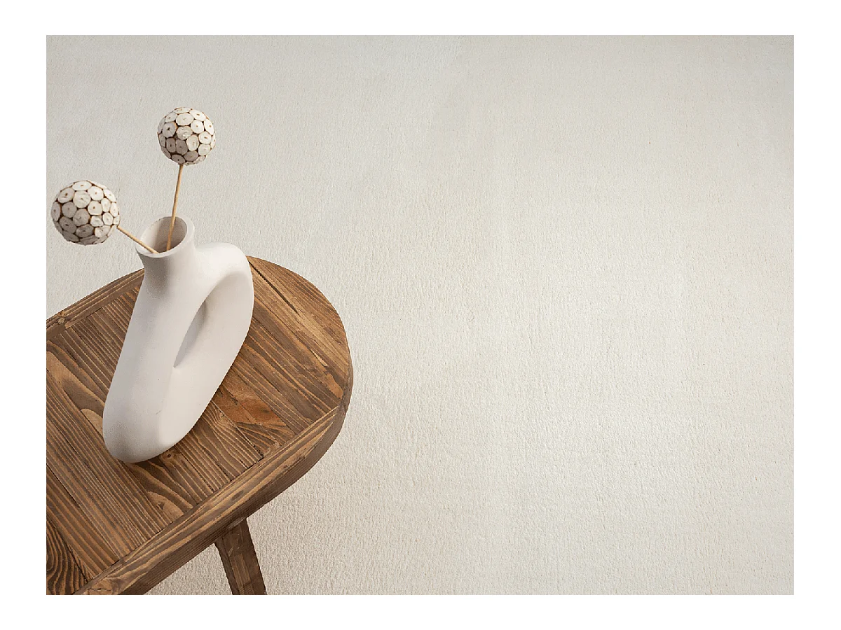 Tapis uni antidérapant lavable Crème - 160 x 160 cm Ronde - RELAX